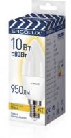 Ergolux ПРОМО свеча C35 E14 10W(960lm 220°) 3000K 2K матовая 102x37 пластик/алюм. LED-C35-10W-E14-3K