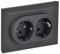 IEK BRITE роз. СУ 2 мест. земля(штор.) 16А РСш12-3-БрГ графит BR-R24-16-K53-F