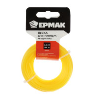 ЕРМАК Леска для триммера сечение &quot;квадрат&quot; диаметр 2,4мм, длина 15м.(профи серия,нейлон 99%)