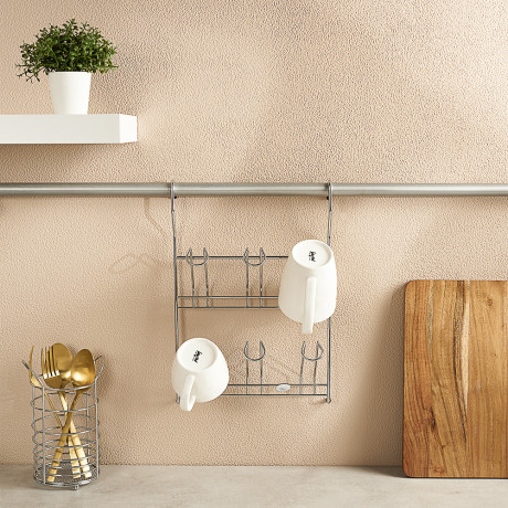 Полка для стаканов тм VETTA, хромированная сталь 23,5x11x34cм, CWJ229