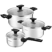 Кастрюля 3л/5,4л, ковш 1,6л с крышками VENSAL Velours noir 1503VS, набор 6предметов/уп, нерж.сталь