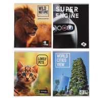 Тетрадь общая 48 листов в клетку, блок №2, обложка ватман 120 г/м2, скрепка