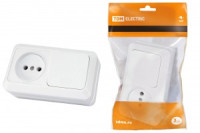 TDM Ладога блок горизонт. (роз. + 1 кл. выкл.) ОУ бел. IP20 БКВР (10!) SQ1801-0105