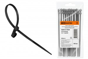 TDM Хомут нейлоновый с монтажным отверстием 3,6х150мм черн (10!) (уп.100шт, цена за уп.) SQ0515-0504