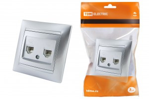 TDM Лама роз. телеф. СУ 1 мест. серебр. металлик 2хRJ-11 (10!) SQ1815-0218