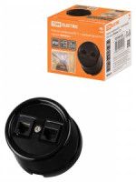 TDM Болонь Розетка телефонная RJ11 + компьютерная RJ45 черная Ретро SQ1820-0252