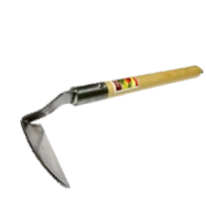 Тяпка косая малая, 40х110мм, толщина титана 3мм, черенок лакированная осина 30см