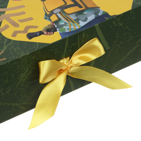 BY Коробка подарочная складная с лентой, тиснение фольгой, 28x20x9см, Леший