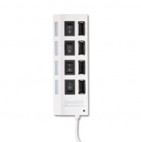 USB 2.0 хаб с выключателями, 4 порта, СуперЭконом, белый, SBHA-7204-W
