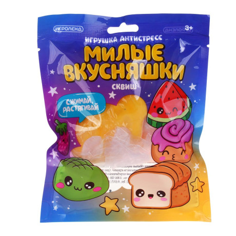 ИГРОЛЕНД Игрушка антистресс, сквиш "Милые вкусняшки", PU, 13,5х17 см, 5 дизайнов