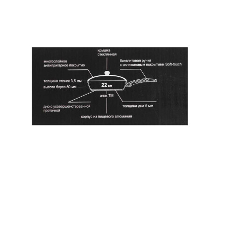 Сковорода Гардарика 22 см антипригарное покрытие 1022-14-01-10