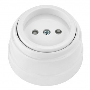 Bylectrica РЕТРО роз. ОУ 1 мест. БЕЛЫЙ (шторки, корп. ABS-пластик) (16А) IP20 РА16-0205