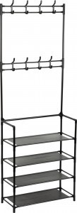 Вешалка напольная 170*60*27см, 2 ряда крючков+4 полки, окраш металл/пластик 104924