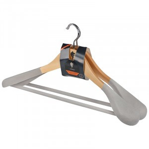 Вешалка-плечики 45см, деревянная, флокированная, широкие плечи, 2шт/уп, светл.дерево 107885 Leonord