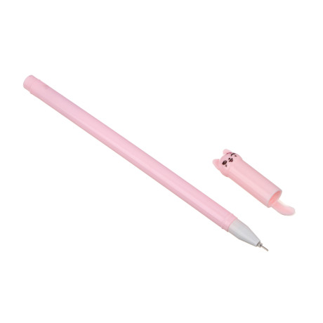 Ручка гелевая синяя, колпачок в форме котика с хвостом, 6 цветов корпуса