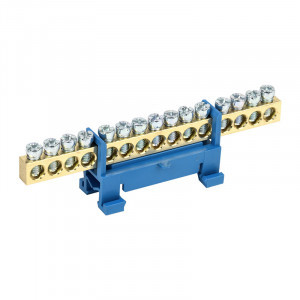 REXANT Шина N "Ноль" (нул.) на DIN-рейку 6x9мм 15 отв. 80A, инд.шк 11-2356