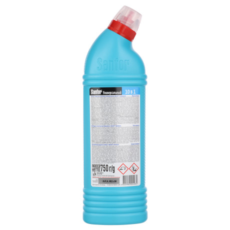 Средство для чистки и дезинфекции сантехники SANFOR 10 в 1 Universal, Морской Бриз, п/б, 750мл