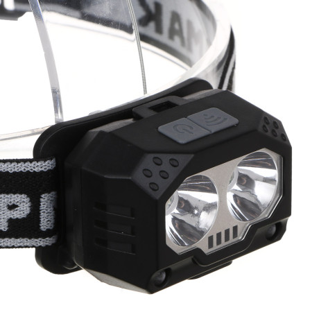 ЕРМАК Фонарь налобный, 2 LED + красный свет, 6 режимов, 3хААА, 64х43х37 мм