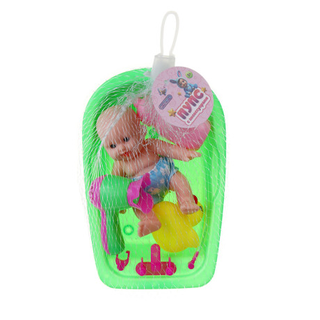 ИГРОЛЕНД Пупс 12 см в ванночке с аксессуарами, PVC, PP, 10х8х16 см