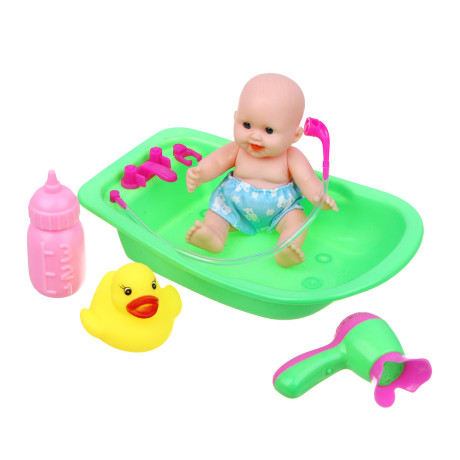 ИГРОЛЕНД Пупс 12 см в ванночке с аксессуарами, PVC, PP, 10х8х16 см