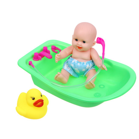 ИГРОЛЕНД Пупс 12 см в ванночке с аксессуарами, PVC, PP, 10х8х16 см