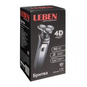 LEBEN Бритва Премиум роторная водонепроницаемая, цифровой дисплей, аккумулятор 3,7 В, USB кабель