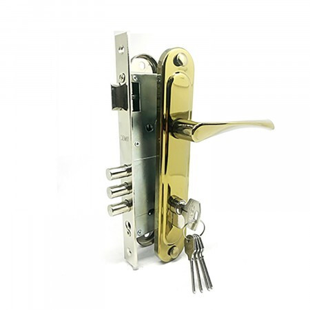 Замок врез ЗВ4-85.3 Зенит (золото, м/о-85мм, 5кл.) с ручками   \10