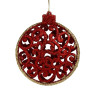 СНОУ БУМ Подвеска декоративная круглая 2.5x11x10 см, пластик, глиттер, красный