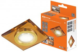 TDM GU5.3 MR16 50W св-к встр 03-02 квадратный 12/220В коричн/зол декор стекло (10!) SQ0359-0045