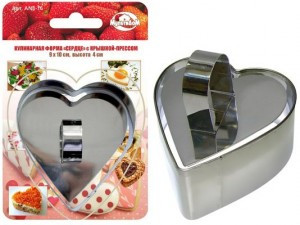 Форма кулинарная с прессом "Сердце" 9*10*4, нерж сталь (кратность 6шт!!!) AN8-16 Мультидом