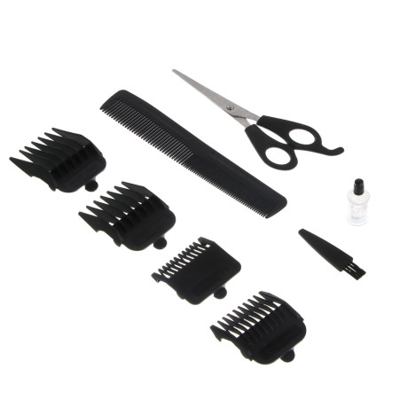 LEBEN Машинка для стрижки волос, 4 насадки: 3/6/9/12мм, питание 220В