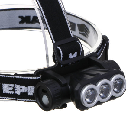 ЕРМАК Фонарь налобный, 3 LED, 1200мАч, 3 режима, 8,3х3,8х5,4см, USB кабель, пластик