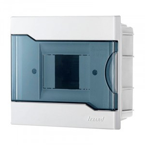 Lezard бокс (корпус) пластик ЩРВ-П- 4 мод. встраиваемый БЕЛЫЙ с дымчатой дверцей IP40 730-1000-004