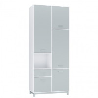 Шкаф двухсекционный Polini kids Mirum 2320, белый-серый (мест 4)