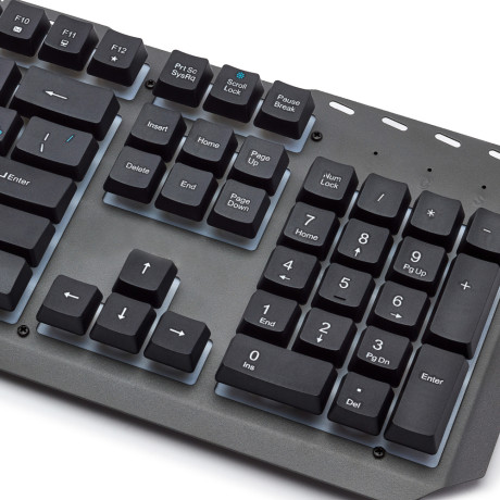 Клавиатура мембранная BY, 104кл., синяя подсветка, металл, синяя кириллица, каб.140см