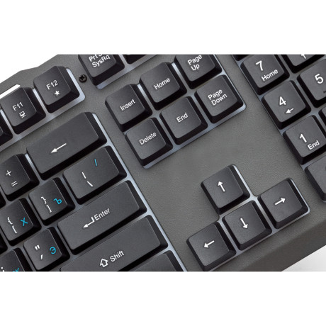 Клавиатура мембранная BY, 104кл., синяя подсветка, металл, синяя кириллица, каб.140см