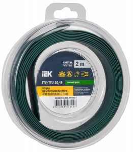 IEK термоусадка трубка ТТУ нг-LS 10/5 зеленая (2м/упак, цена за уп) ТУТ UDR12-010-005-002-K06-T