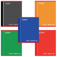 Тетрадь 48л. STAFF, Эконом, офсет №2, 60 г/м2, клетка, обложка мелов. карт., Абсолют 5вид. 402784