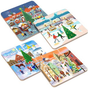 Подставка под горячее "Зимние города", 14*14см (кратность 4!!!), береза МТ2-140 Мультидом