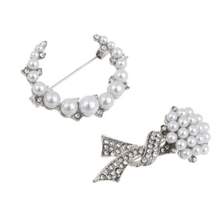 Брошь полумесяц, цветок, сплав, БЖ25-27