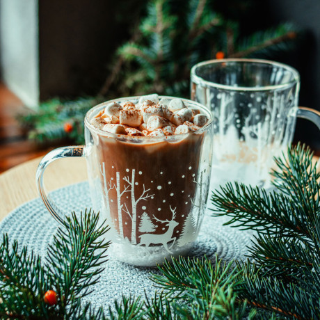 MILLIMI Кружка с двойными стенками "Новогодняя", 330 мл, стекло