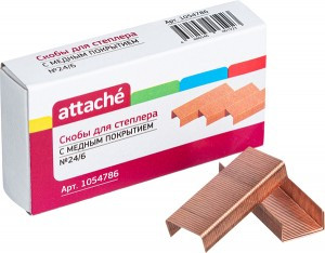 Скобы для степлера N24/6 ATTACHE медные (2-30 лист.) 1000 шт в уп. Китай 1054786
