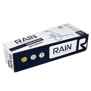 RAIN Смеситель для ванны Атриа, плоский излив 40см, душ. набор, картридж 40мм, латунь, хром