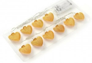 APEYRON Гирлянда-нить (бат) "Сердце" 10LED теплый белый 1,5м. золото/хром (2*АА) провод.проз 15-61