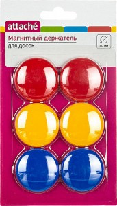 Магнитный держатель для досок Attache 40 мм, 6 шт/уп, цвет ассорти 1069485