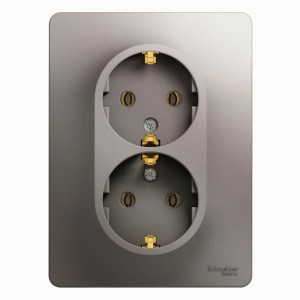 Systeme Electric GLOSSA роз. СУ 2 мест. платина (пл.осн., земля) GSL001224 (6!)