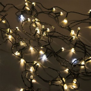 Гирлянда-нить 80LED теплый белый+синий 8м., провод зеленый SE-RICE-880WW