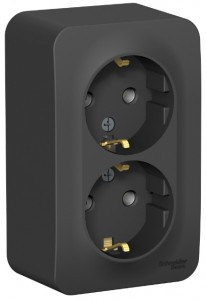 Systeme Electric BLANCA роз. ОУ 2 мест. 16А антрацит (пл.осн., земля, изол.пл.) BLNRA010216 (8!)