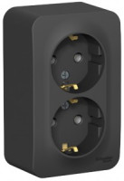 Systeme Electric BLANCA роз. ОУ 2 мест. 16А антрацит (пл.осн., земля, изол.пл.) BLNRA010216 (8!)