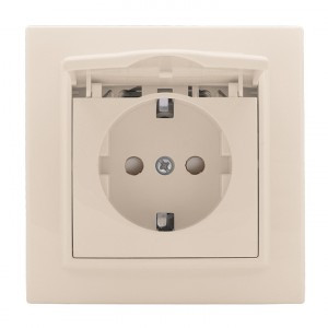 EKF Минск Розетка 1-мест. СП с/з с крышкой 16А беж. с защ. штор. IP44 ERR16-029-200-44